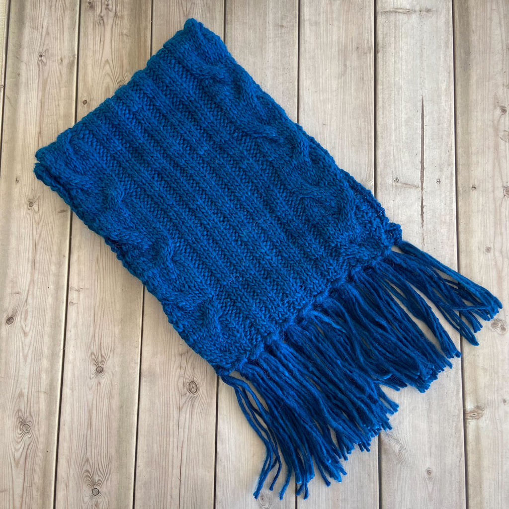 Blue scarf / handwoven scarf / merino wool scarf / winter scarf shops / electric blue / royal blue