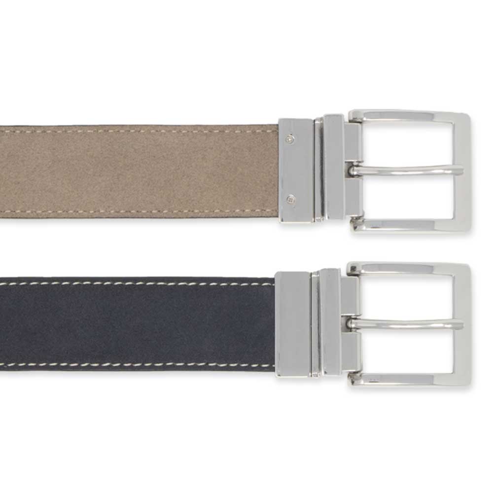 Reversible navy blue grey belt leather nubuck - The Nines